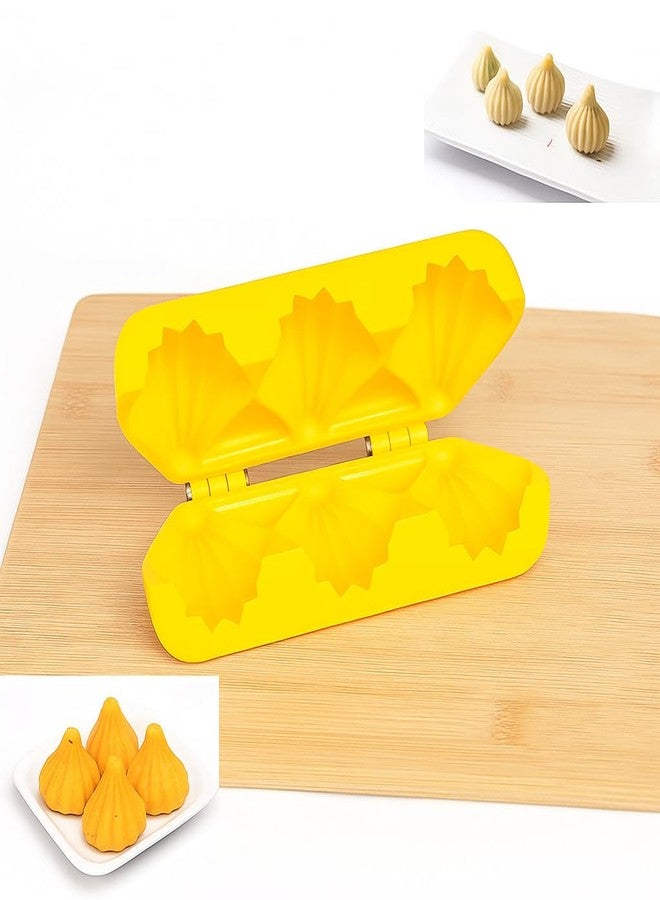 GS KITCHENWARE GS Plastic Modak Making Mould Set, 3 Sancha Designs with Modak Patti, 4-Piece Combo for Prasad and Chocolate Making - Image 4